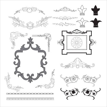 set of vintage elements, vector illustrationのイラスト素材