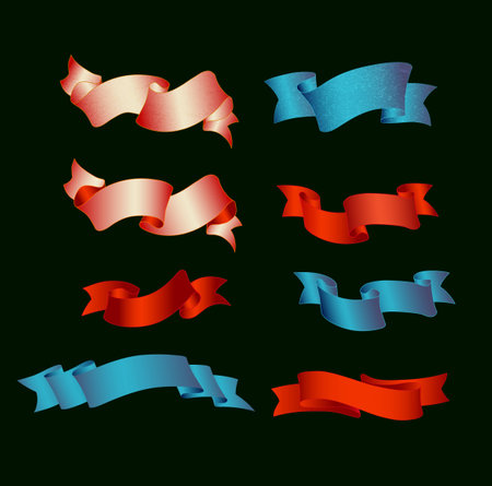 set of color ribbon, vector illustrationのイラスト素材