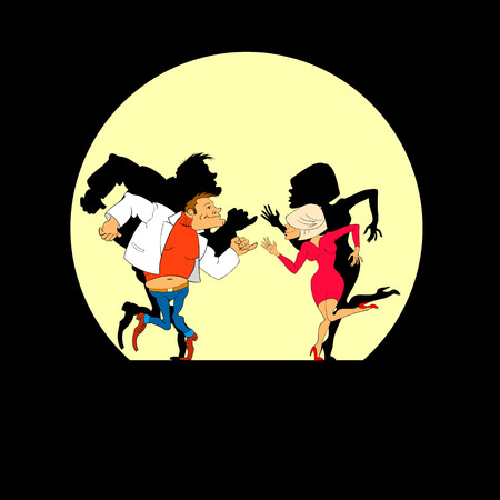 silhouette of dancing peopleのイラスト素材
