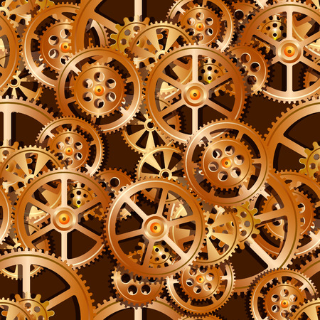 gears on a dark rad background, seamless pattern vector illustration のイラスト素材