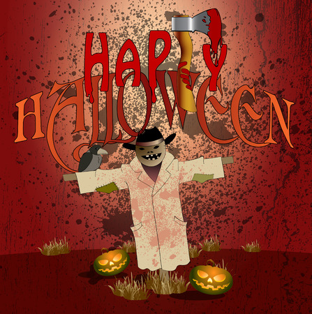  halloween greeting cardl, vector illustrationのイラスト素材