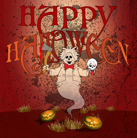  halloween greeting cardl, vector illustrationのイラスト素材