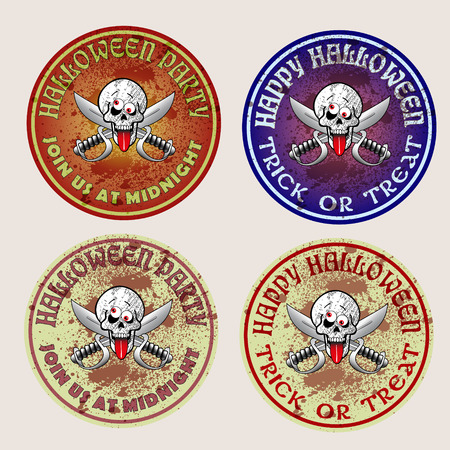 set of  halloween greeting card, vector illustrationのイラスト素材