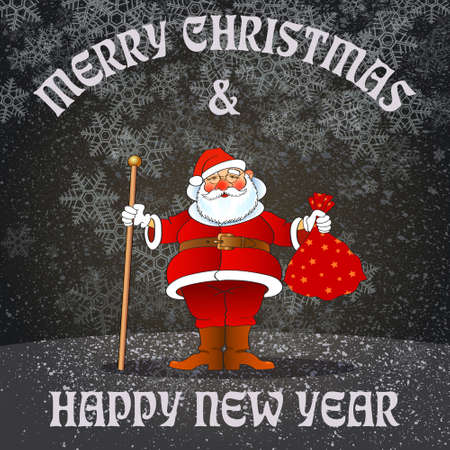 chistmas and new year greetin card, vector illustrationのイラスト素材