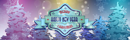 christmas and new year greeting card, vector illustrationのイラスト素材