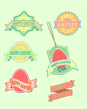 set of easter labels, vector illustrationのイラスト素材