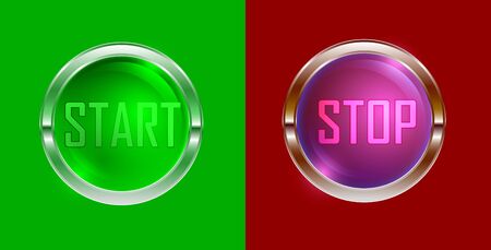 start-stop button set, vector illustrationのイラスト素材