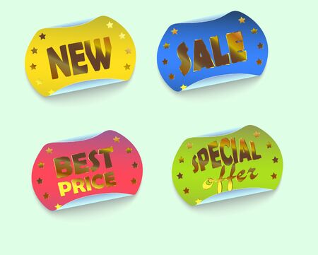 set of color  stickers, vector illustrationのイラスト素材