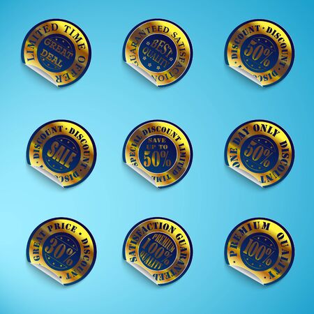 set of color stickers for sale, vector illustrationのイラスト素材