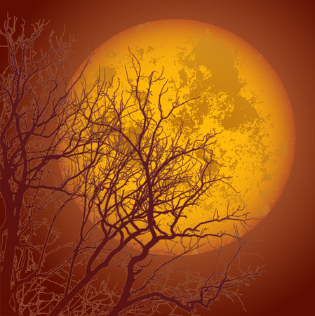 Tree on a background of the lunar sky, illustration clip-artのイラスト素材