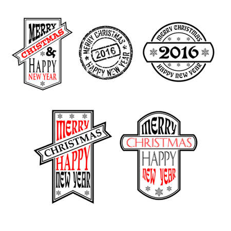 christmas and new year labels, vector illustrationのイラスト素材