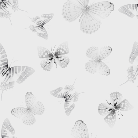 seamless pattern with butterflies, vector illustration, clip-artのイラスト素材
