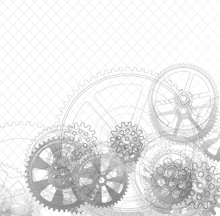 Drawing gears on a white background, vector illustration clip-artのイラスト素材