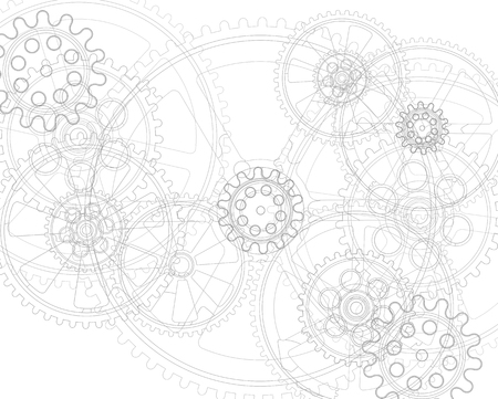 Drawing gears on a white background, vector illustration clip-artのイラスト素材
