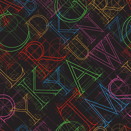 ffont seamless pattern on a black background, vector illustration clip-artのイラスト素材