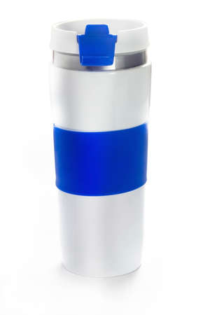 Thermo cup for drinks on a white background isolateの写真素材
