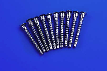 screws on a plain background. copy space