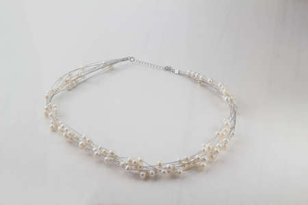 Beads on a white background. copy spaceの写真素材