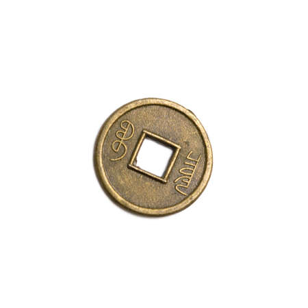 Chinese coin on a white background isolateの写真素材
