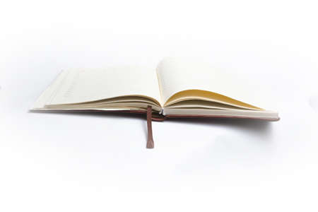 Brown leather notebook on a white background isolateの写真素材