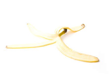 Banana peel on isolate white backgroundの写真素材