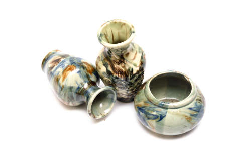 Marble vases on a white backgroundの写真素材