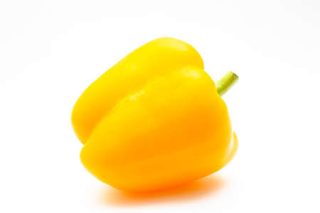 Yellow ripe bell pepper, sweet pepper on a white backgroundの写真素材