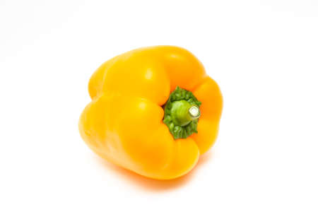 Yellow ripe bell pepper, sweet pepper on a white backgroundの写真素材