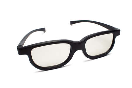 3D Glasses in a black frame on a white background. isolateの写真素材