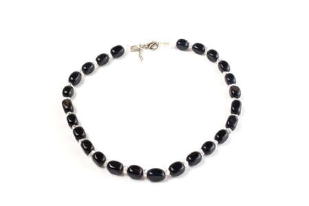 natural agate beads on a white background isolateの写真素材