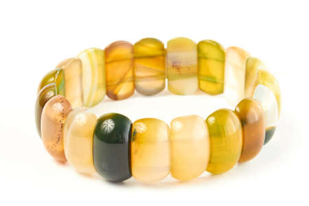 bracelet from a carnelian semiprecious stone on a white background. close upの写真素材