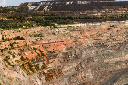 iron ore quarry terraced relief, Mining industry, Mining and quarrying equipment, general view