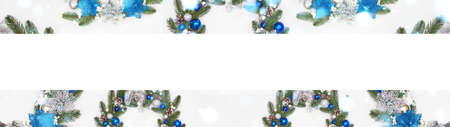 christmas wreath on a white background, flatley, copy space ,banner, footer, header