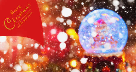 blurred christmas background, snow, bokeh, flatley, copy spaceの写真素材