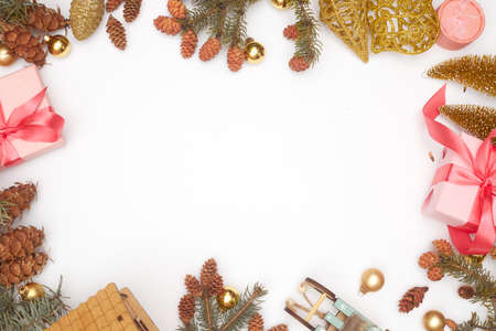 concept, christmas layout 2021 on white background isolate, flatley, copy spaceの写真素材