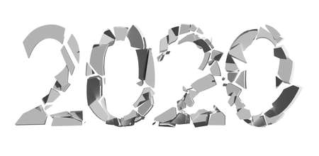 The year 2020 in grey grunge on whiteの写真素材