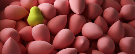 beauty background a bunch of pink gentle sponges and one contrast green conflict for makeup banner dark keyの写真素材