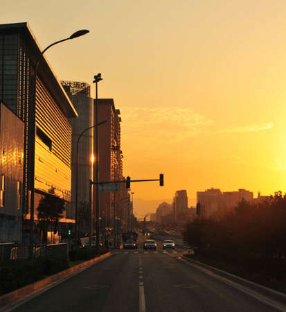 City under the setting sunのeditorial素材