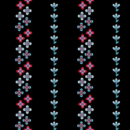 Modern colorful floral vector seamless pattern. Isolated background. Digital drawn illustration. Can be used as textile fabric or wallpaper, cards, invitations, decorative paperのイラスト素材