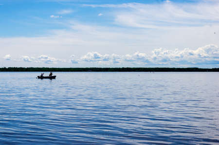 Fishing on the riverの写真素材