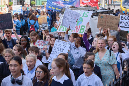 WATERFORD / IRELAND / SEPT 20-2019 climate change protests. Mobilization for the environmentのeditorial素材