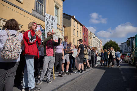 WATERFORD / IRELAND / SEPT 20-2019 climate change protests. Mobilization for the environment