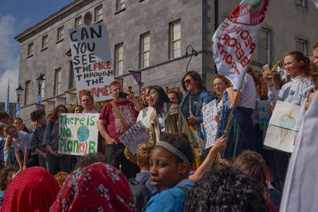 WATERFORD / IRELAND / SEPT 20-2019 climate change protests. Mobilization for the environmentのeditorial素材