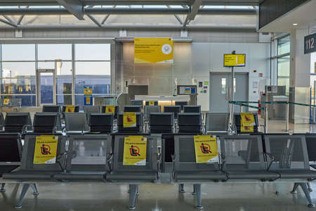 DUBLIN, IRELAND- OCT 21: Passenger number drops due to the outbreak of Coronavirus COVID-19. A view...