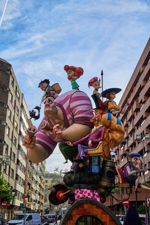 Valencia, Spain - Mar 13, 2023: Seventies themed paper for the national festival Fallas.