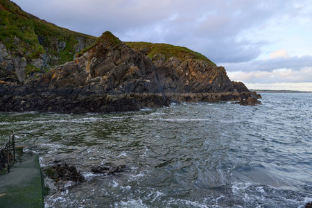 view of Tramore Guillamene Swimming Cove, Co.Waterford Ireland. will Atlantique ocean scenicの写真素材