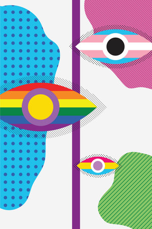 Abstract LGBT realted illustration. Rainbow colours.のイラスト素材