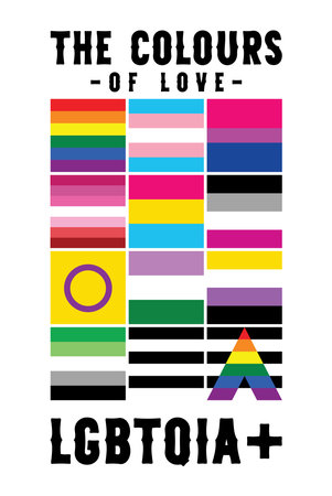The colours of love. LGBT, rainbow colours. Gender colour flags.のイラスト素材