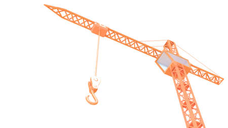 Crane with hook on white backgroundの写真素材
