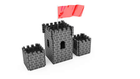 fortress with flag for use in presentations, manuals, design, etc の写真素材